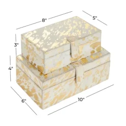 Gold Leather Hide Rustic 2-Pc. Box Set-Kirkland's Home Cheap