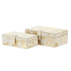 Gold Leather Hide Rustic 2-Pc. Box Set-Kirkland's Home Cheap