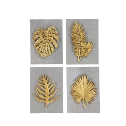 Gold Leaves Cement Wall Plaques, Set Of 4-Kirkland's Home Sale