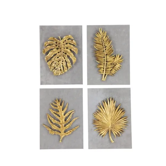 Gold Leaves Cement Wall Plaques, Set Of 4-Kirkland's Home Sale
