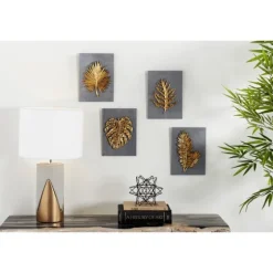 Gold Leaves Cement Wall Plaques, Set Of 4-Kirkland's Home Sale
