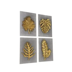 Gold Leaves Cement Wall Plaques, Set Of 4-Kirkland's Home Sale