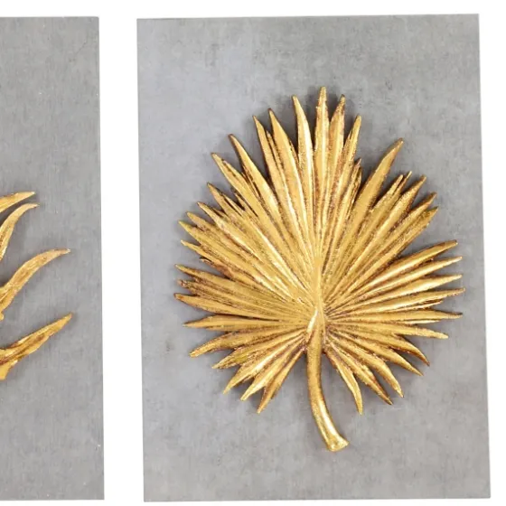Gold Leaves Cement Wall Plaques, Set Of 4-Kirkland's Home Sale