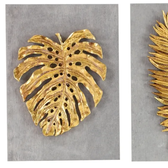 Gold Leaves Cement Wall Plaques, Set Of 4-Kirkland's Home Sale