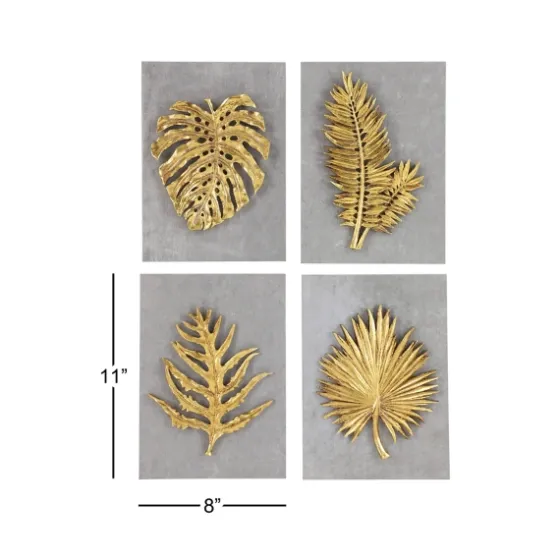 Gold Leaves Cement Wall Plaques, Set Of 4-Kirkland's Home Sale