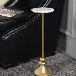 Gold Marble Top Pedestal Cocktail Table-Kirkland's Home Fashion