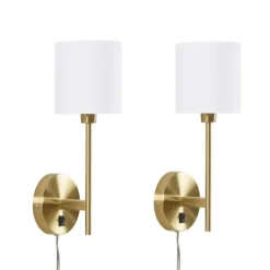 Gold Metal & White Shade Wall Sconces, Set Of 2-Kirkland's Home Discount