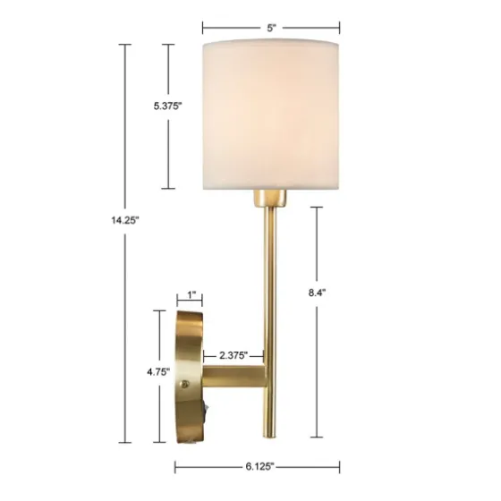 Gold Metal & White Shade Wall Sconces, Set Of 2-Kirkland's Home Discount