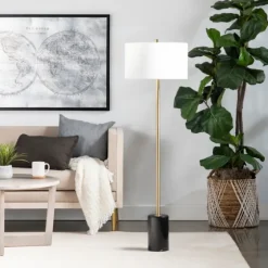 Gold Metal And Black Marble Base Floor Lamp-Kirkland's Home Hot