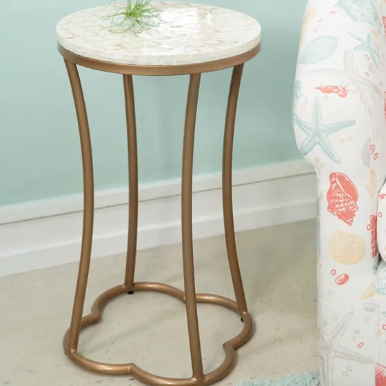 Gold Metal And Capiz Shell Top Accent Table-Kirkland's Home Online