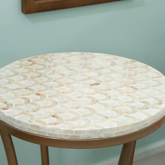 Gold Metal And Capiz Shell Top Accent Table-Kirkland's Home Online