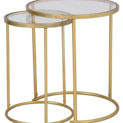 Gold Metal And Glass Nesting 2-Pc Accent Table Set-Kirkland's Home Outlet