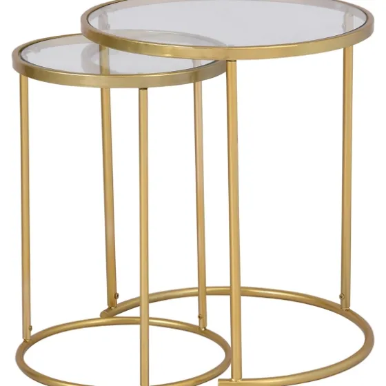 Gold Metal And Glass Nesting 2-Pc Accent Table Set-Kirkland's Home Outlet