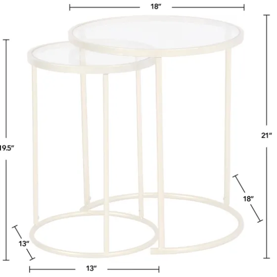 Gold Metal And Glass Nesting 2-Pc Accent Table Set-Kirkland's Home Outlet