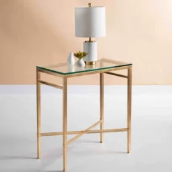 Gold Metal And Glass Side Table-Kirkland's Home Discount