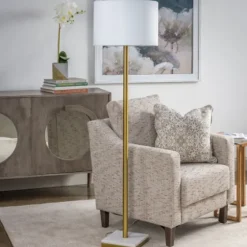 Gold Metal And Marble Base Floor Lamp-Kirkland's Home Sale