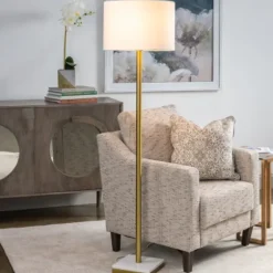 Gold Metal And Marble Base Floor Lamp-Kirkland's Home Sale