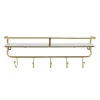 Gold Metal And White Wood Wall Shelf With Hooks-Kirkland's Home Best Sale