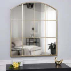 Gold Metal Arch Frame Pane Overlay Wall Mirror-Kirkland's Home Best Sale