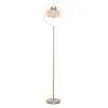 Gold Metal C-Curve Arch Arm Glass Shade Floor Lamp-Kirkland's Home Outlet