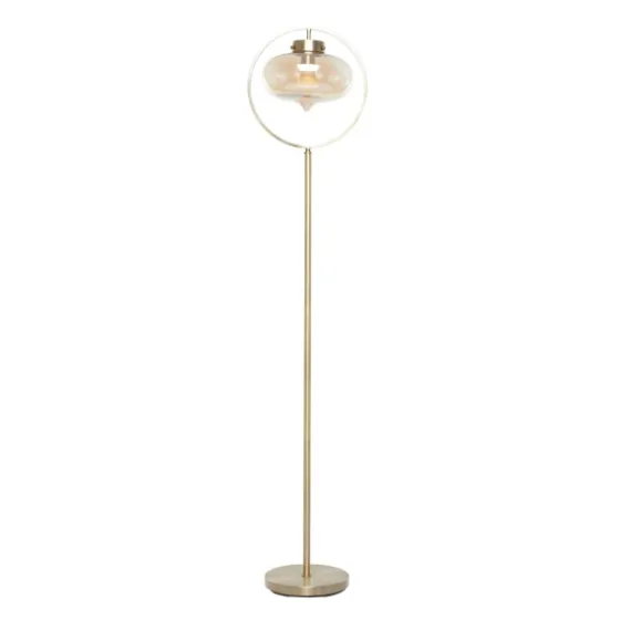 Gold Metal C-Curve Arch Arm Glass Shade Floor Lamp-Kirkland's Home Outlet