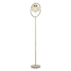 Gold Metal C-Curve Arch Arm Glass Shade Floor Lamp-Kirkland's Home Outlet