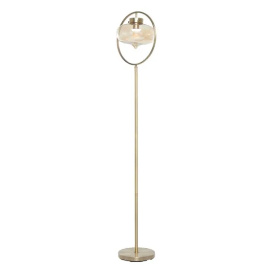 Gold Metal C-Curve Arch Arm Glass Shade Floor Lamp-Kirkland's Home Outlet