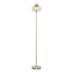 Gold Metal C-Curve Arch Arm Glass Shade Floor Lamp-Kirkland's Home Outlet