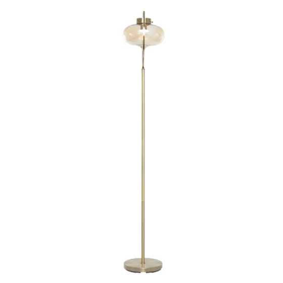 Gold Metal C-Curve Arch Arm Glass Shade Floor Lamp-Kirkland's Home Outlet