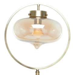 Gold Metal C-Curve Arch Arm Glass Shade Floor Lamp-Kirkland's Home Outlet