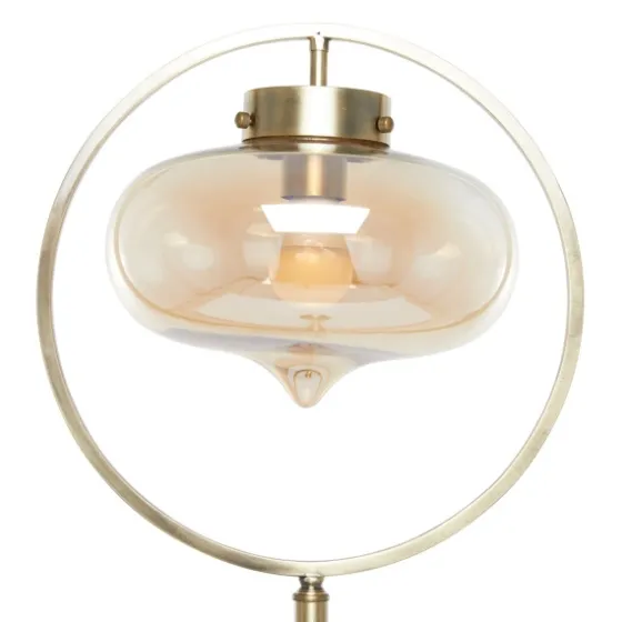 Gold Metal C-Curve Arch Arm Glass Shade Floor Lamp-Kirkland's Home Outlet