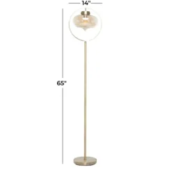 Gold Metal C-Curve Arch Arm Glass Shade Floor Lamp-Kirkland's Home Outlet