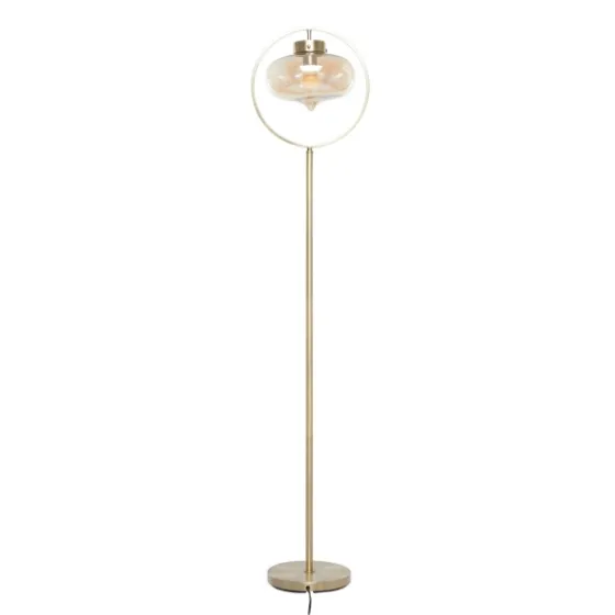Gold Metal C-Curve Arch Arm Glass Shade Floor Lamp-Kirkland's Home Outlet