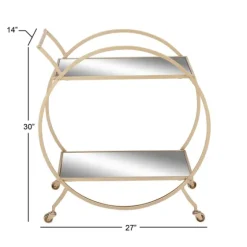 Gold Metal Circular Bar Cart-Kirkland's Home Fashion