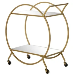 Gold Metal Circular Bar Cart-Kirkland's Home Fashion
