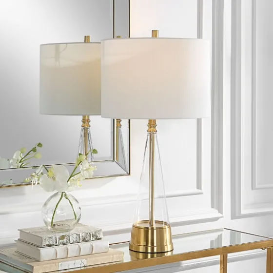 Gold Metal Cone Base Table Lamp-Kirkland's Home Sale