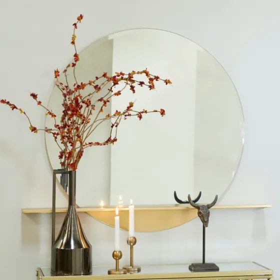 Gold Metal Emery Mirror With Shelf-Kirkland's Home Store
