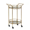 Gold Metal Frame Bar Cart With Mirrored Shelves-Kirkland's Home Cheap