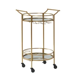 Gold Metal Frame Bar Cart With Mirrored Shelves-Kirkland's Home Cheap