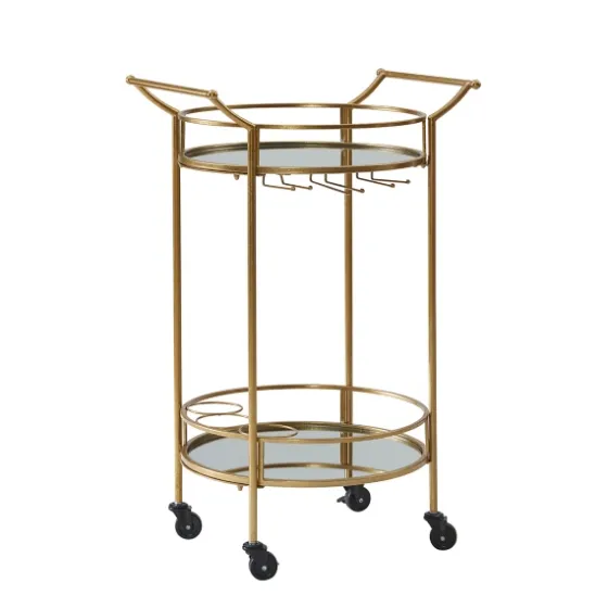Gold Metal Frame Bar Cart With Mirrored Shelves-Kirkland's Home Cheap