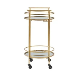 Gold Metal Frame Bar Cart With Mirrored Shelves-Kirkland's Home Cheap