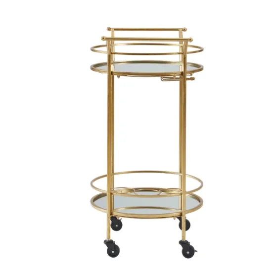 Gold Metal Frame Bar Cart With Mirrored Shelves-Kirkland's Home Cheap