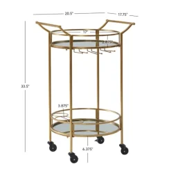 Gold Metal Frame Bar Cart With Mirrored Shelves-Kirkland's Home Cheap