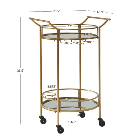 Gold Metal Frame Bar Cart With Mirrored Shelves-Kirkland's Home Cheap