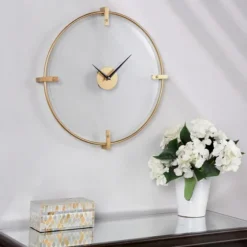 Gold Metal Frame Glass Face Wall Clock-Kirkland's Home Cheap