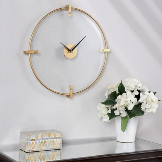 Gold Metal Frame Glass Face Wall Clock-Kirkland's Home Cheap