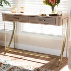 Gold Metal Frame Two-Drawer Console Table-Kirkland's Home Online