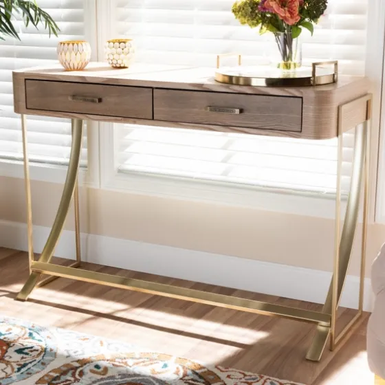 Gold Metal Frame Two-Drawer Console Table-Kirkland's Home Online
