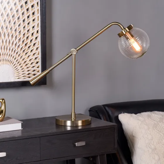 Gold Metal Glass Task Shade Table Lamp-Kirkland's Home Shop