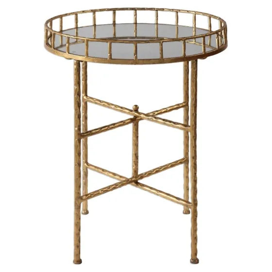 Gold Metal Mirrored Tray Accent Table-Kirkland's Home Flash Sale